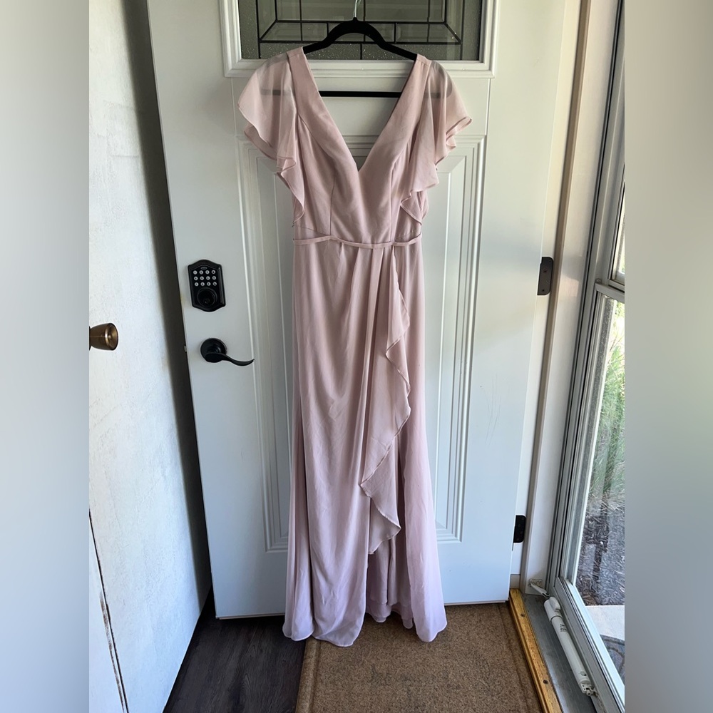 Elegant Pink Ruffle Maxi Dress - Picture 1 of 8
